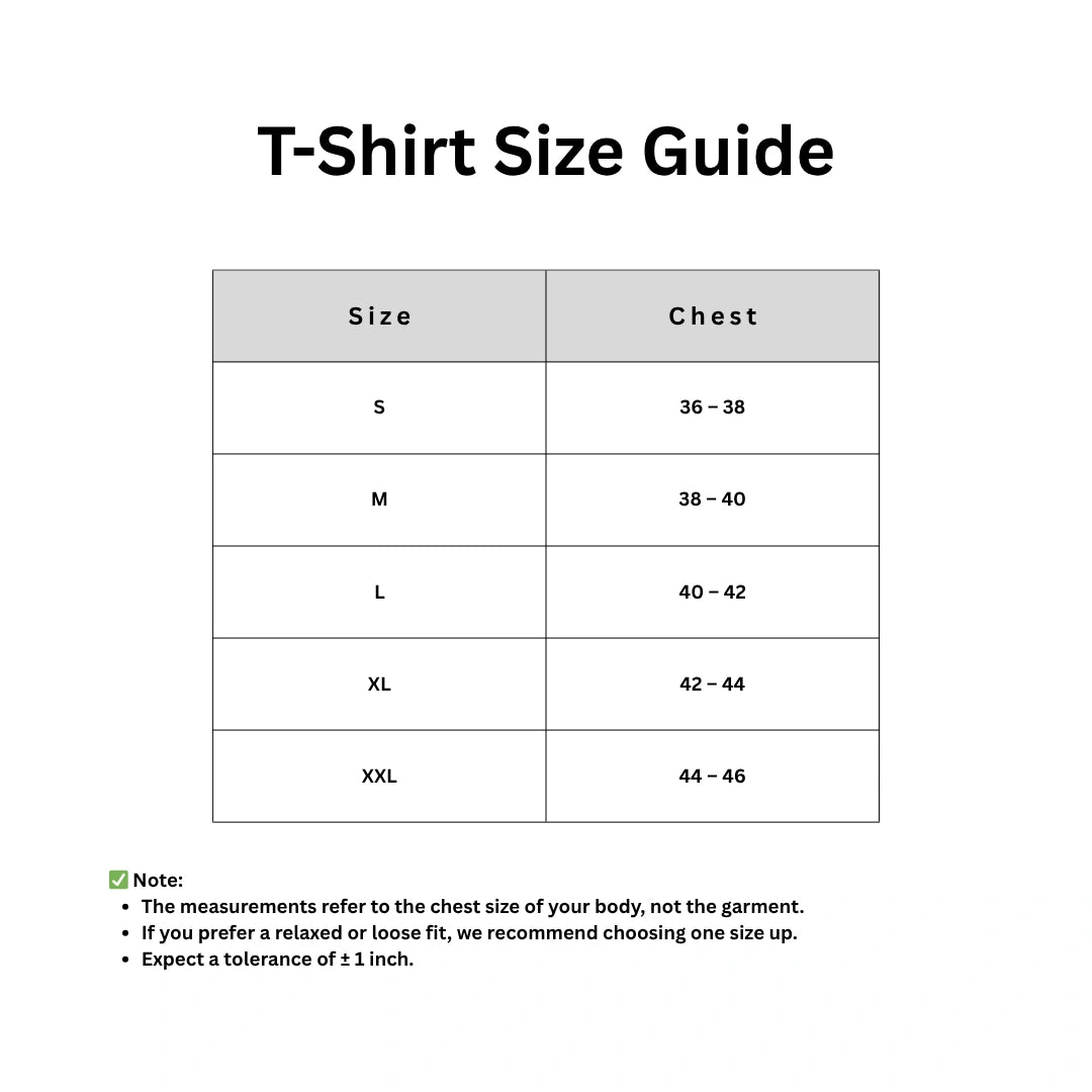 Quote N Tees T-Shirt Size Guide