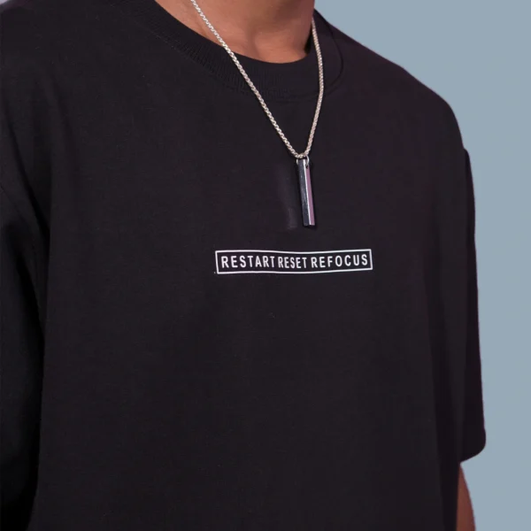 Restart Reset Refocus Oversized Quotes T-Shirt