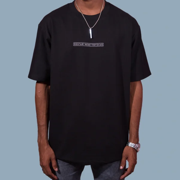 Restart Reset Refocus Oversized Quotes T-Shirt